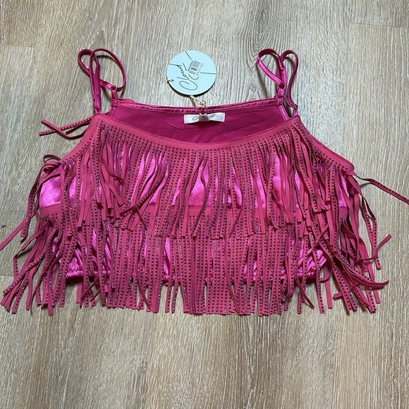 CLOUD TEN, pink fringe top, BNWT small - Picture 7 of 9